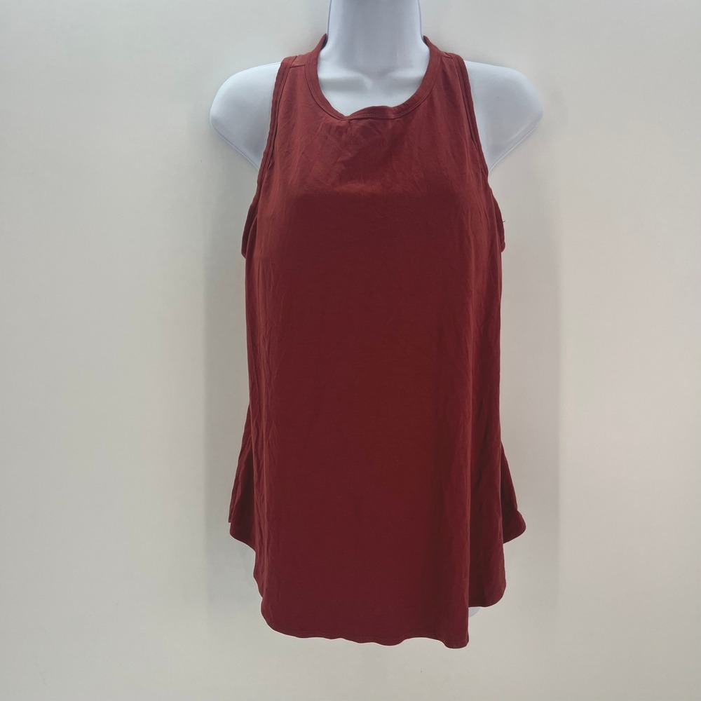 SheBird Womens Modal Racerback Tank Top with Built-in Bra Rust Red Size 6 US L